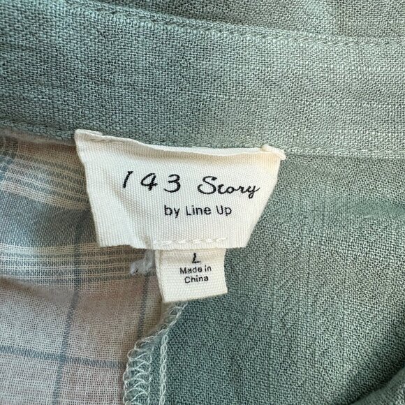 143 Story by Line Up Plaid Solid Colorblock Button-Up Shirt Womens Size Large - Picture 6 of 9